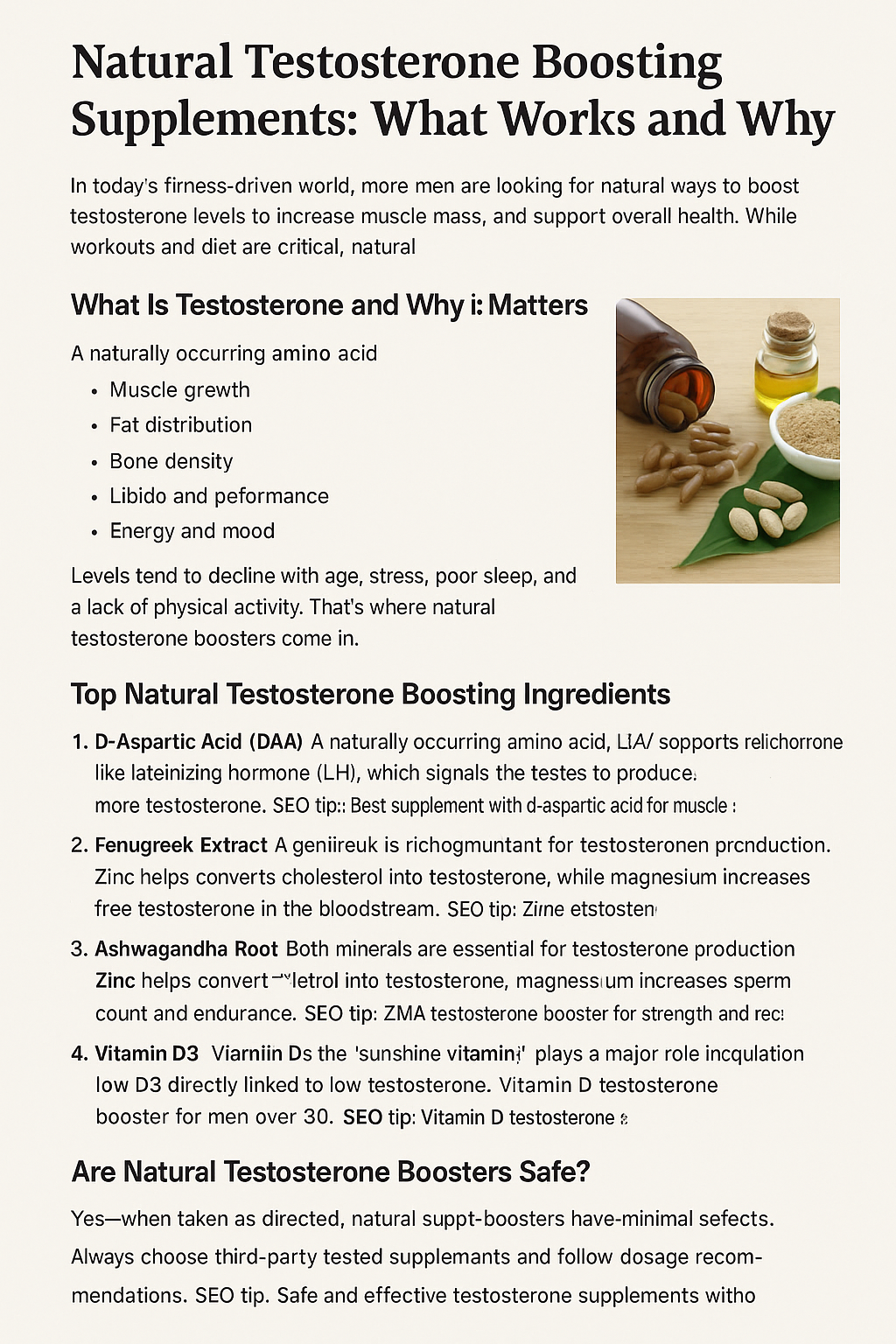 Natural Testosterone Boosting Supplements: What Works and Why