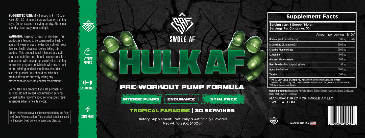 Preentrenamiento sin estimulantes Hulk AF